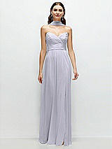 Front View Thumbnail - Silver Dove Strapless Pleated Surplice Chiffon Maxi Dress with A-Line Skirt