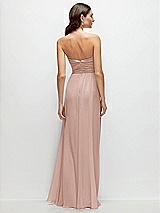 Rear View Thumbnail - Toasted Sugar Strapless Pleated Surplice Chiffon Maxi Dress with A-Line Skirt