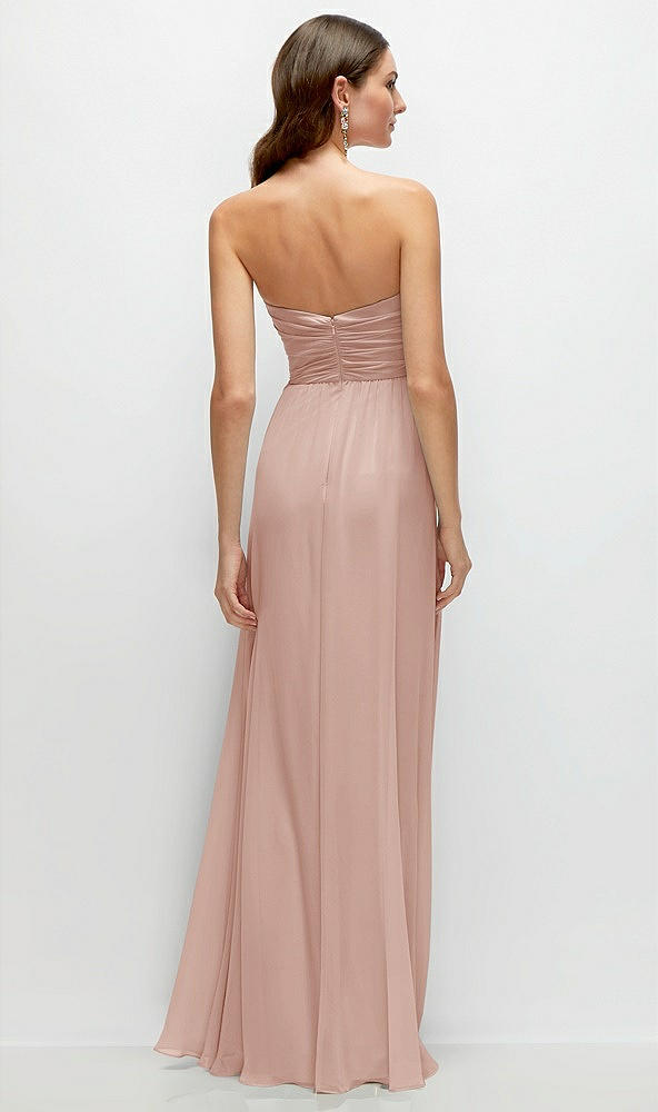 Back View - Toasted Sugar Strapless Pleated Surplice Chiffon Maxi Dress with A-Line Skirt