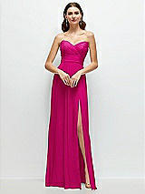 Alt View 1 Thumbnail - Think Pink Strapless Pleated Surplice Chiffon Maxi Dress with A-Line Skirt