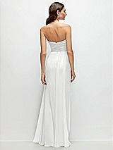 Rear View Thumbnail - White Strapless Pleated Surplice Chiffon Maxi Dress with A-Line Skirt