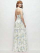 Rear View Thumbnail - Bleu Garden Strapless Chiffon Maxi Dress with Tiered Micro Ruffle Full Skirt