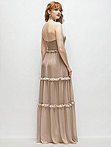 Rear View Thumbnail - Topaz Strapless Chiffon Maxi Dress with Tiered Micro Ruffle Full Skirt