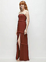 Side View Thumbnail - Auburn Moon Strapless Chiffon Maxi Dress with Tiered Micro Ruffle Full Skirt