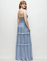 Rear View Thumbnail - Cloudy Strapless Chiffon Maxi Dress with Tiered Micro Ruffle Full Skirt