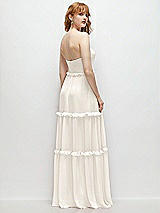 Rear View Thumbnail - Ivory Strapless Chiffon Maxi Dress with Tiered Micro Ruffle Full Skirt