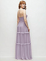 Rear View Thumbnail - Lilac Haze Strapless Chiffon Maxi Dress with Tiered Micro Ruffle Full Skirt