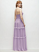 Rear View Thumbnail - Pale Purple Strapless Chiffon Maxi Dress with Tiered Micro Ruffle Full Skirt