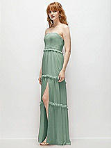 Side View Thumbnail - Seagrass Strapless Chiffon Maxi Dress with Tiered Micro Ruffle Full Skirt