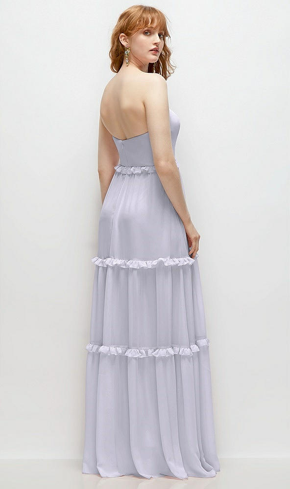 Back View - Silver Dove Strapless Chiffon Maxi Dress with Tiered Micro Ruffle Full Skirt