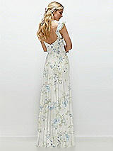 Rear View Thumbnail - Bleu Garden Convertible Ruffle Strap Chiffon Maxi Dress with Full Circle Skirt