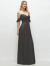 Alt View 2 Thumbnail - Caviar Gray Convertible Ruffle Strap Chiffon Maxi Dress with Full Circle Skirt