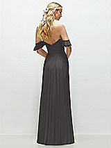 Alt View 3 Thumbnail - Caviar Gray Convertible Ruffle Strap Chiffon Maxi Dress with Full Circle Skirt