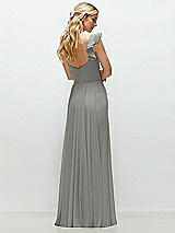 Rear View Thumbnail - Chelsea Gray Convertible Ruffle Strap Chiffon Maxi Dress with Full Circle Skirt