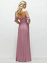 Alt View 3 Thumbnail - Dusty Pink Convertible Ruffle Strap Chiffon Maxi Dress with Full Circle Skirt