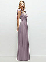 Side View Thumbnail - Lilac Dusk Convertible Ruffle Strap Chiffon Maxi Dress with Full Circle Skirt