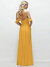 Alt View 3 Thumbnail - NYC Yellow Convertible Ruffle Strap Chiffon Maxi Dress with Full Circle Skirt