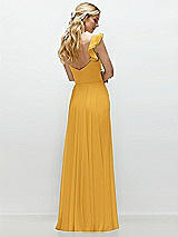 Rear View Thumbnail - NYC Yellow Convertible Ruffle Strap Chiffon Maxi Dress with Full Circle Skirt