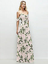 Alt View 2 Thumbnail - Palm Beach Print Convertible Ruffle Strap Chiffon Maxi Dress with Full Circle Skirt