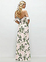 Alt View 3 Thumbnail - Palm Beach Print Convertible Ruffle Strap Chiffon Maxi Dress with Full Circle Skirt