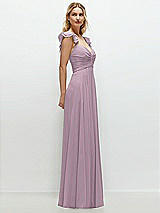 Side View Thumbnail - Suede Rose Convertible Ruffle Strap Chiffon Maxi Dress with Full Circle Skirt