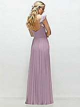 Rear View Thumbnail - Suede Rose Convertible Ruffle Strap Chiffon Maxi Dress with Full Circle Skirt