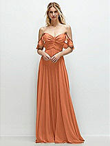 Alt View 1 Thumbnail - Sweet Melon Convertible Ruffle Strap Chiffon Maxi Dress with Full Circle Skirt