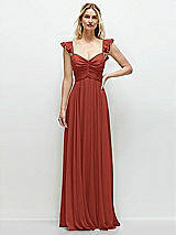 Front View Thumbnail - Amber Sunset Convertible Ruffle Strap Chiffon Maxi Dress with Full Circle Skirt