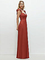 Side View Thumbnail - Amber Sunset Convertible Ruffle Strap Chiffon Maxi Dress with Full Circle Skirt