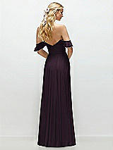 Alt View 3 Thumbnail - Aubergine Convertible Ruffle Strap Chiffon Maxi Dress with Full Circle Skirt