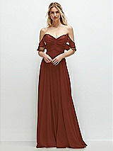 Alt View 1 Thumbnail - Auburn Moon Convertible Ruffle Strap Chiffon Maxi Dress with Full Circle Skirt