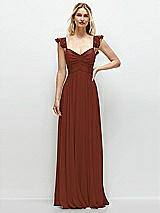 Front View Thumbnail - Auburn Moon Convertible Ruffle Strap Chiffon Maxi Dress with Full Circle Skirt