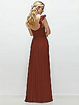 Rear View Thumbnail - Auburn Moon Convertible Ruffle Strap Chiffon Maxi Dress with Full Circle Skirt