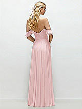 Alt View 3 Thumbnail - Ballet Pink Convertible Ruffle Strap Chiffon Maxi Dress with Full Circle Skirt