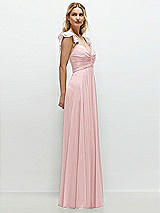 Side View Thumbnail - Ballet Pink Convertible Ruffle Strap Chiffon Maxi Dress with Full Circle Skirt