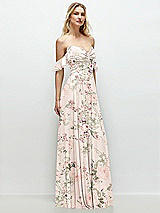 Alt View 2 Thumbnail - Blush Garden Convertible Ruffle Strap Chiffon Maxi Dress with Full Circle Skirt