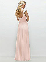 Rear View Thumbnail - Blush Convertible Ruffle Strap Chiffon Maxi Dress with Full Circle Skirt