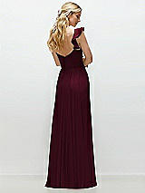 Rear View Thumbnail - Cabernet Convertible Ruffle Strap Chiffon Maxi Dress with Full Circle Skirt