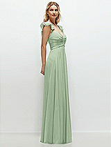 Side View Thumbnail - Celadon Convertible Ruffle Strap Chiffon Maxi Dress with Full Circle Skirt