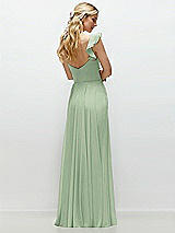 Rear View Thumbnail - Celadon Convertible Ruffle Strap Chiffon Maxi Dress with Full Circle Skirt