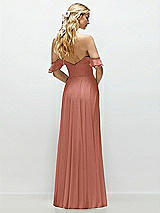 Alt View 3 Thumbnail - Desert Rose Convertible Ruffle Strap Chiffon Maxi Dress with Full Circle Skirt