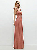 Side View Thumbnail - Desert Rose Convertible Ruffle Strap Chiffon Maxi Dress with Full Circle Skirt