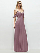 Alt View 2 Thumbnail - Dusty Rose Convertible Ruffle Strap Chiffon Maxi Dress with Full Circle Skirt