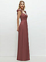 Side View Thumbnail - English Rose Convertible Ruffle Strap Chiffon Maxi Dress with Full Circle Skirt