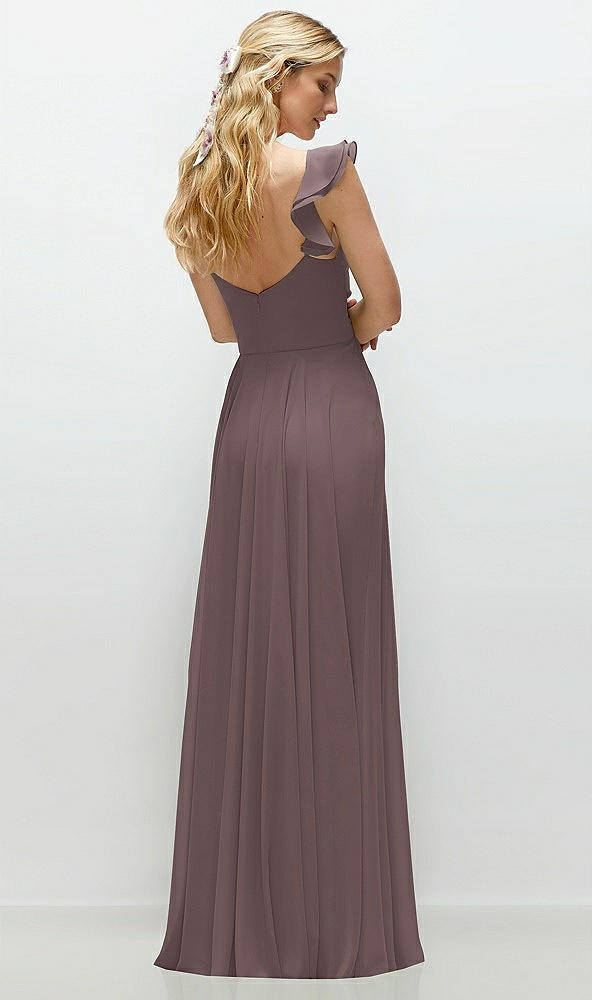 Back View - French Truffle Convertible Ruffle Strap Chiffon Maxi Dress with Full Circle Skirt