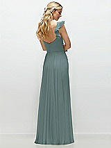 Rear View Thumbnail - Icelandic Convertible Ruffle Strap Chiffon Maxi Dress with Full Circle Skirt