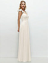 Side View Thumbnail - Ivory Convertible Ruffle Strap Chiffon Maxi Dress with Full Circle Skirt