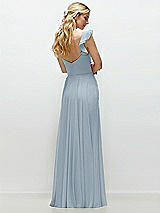 Rear View Thumbnail - Mist Convertible Ruffle Strap Chiffon Maxi Dress with Full Circle Skirt