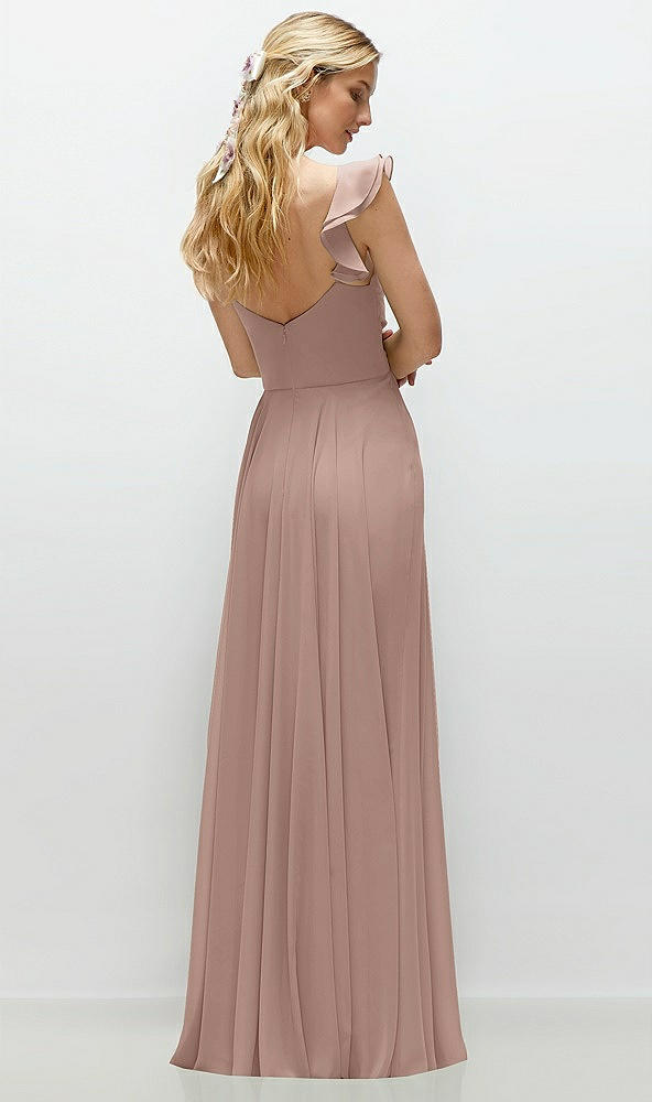 Back View - Neu Nude Convertible Ruffle Strap Chiffon Maxi Dress with Full Circle Skirt