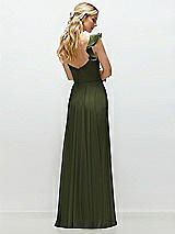 Rear View Thumbnail - Olive Green Convertible Ruffle Strap Chiffon Maxi Dress with Full Circle Skirt